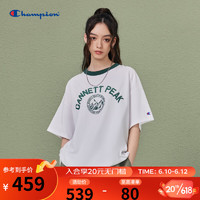 Champion 冠军2023春夏新款趣味胶印logo短袖T恤男女情侣款 白色 L