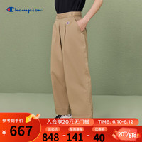 Champion冠军2023春夏新款刺绣小C LOGO休闲运动长裤女 卡其色 M