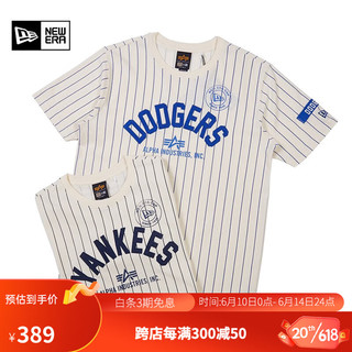 NEW ERAx Alpha Industries x MLB联名款短袖T恤MLB情侣条纹休闲圆领衫 60333946-蓝色 M