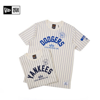 NEW ERAx Alpha Industries x MLB联名款短袖T恤MLB情侣条纹休闲圆领衫 60333950-黑色 XL