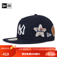 NEW ERA 纽亦华 2023新款棒球帽男女同款MLB平檐帽刺绣潮流情侣遮阳帽 60358055-藏青色 758