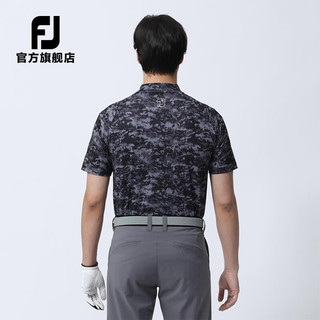 Footjoy新款高尔夫服装新款春夏男士抗菌速干防紫外线弹力golf短袖圆领衫 80477-迷彩黑 S