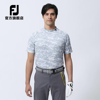 Footjoy新款高尔夫服装新款春夏男士抗菌速干防紫外线弹力golf短袖圆领衫 80477-迷彩黑 S
