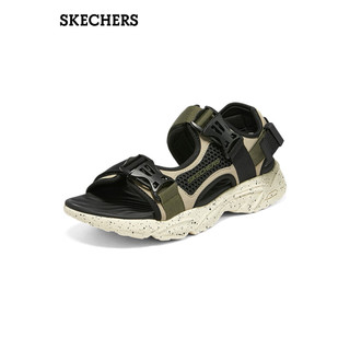 SKECHERS 斯凯奇 男子时尚休闲魔术贴露趾凉鞋237396 灰褐色/黑色/TPBK 41