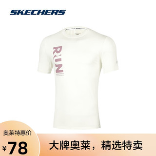 斯凯奇SkechersGODRI春夏季男短袖紧身弹力训练服 棉花糖白/0074 S