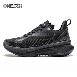 ONEMIX避震鞋轻量运动跑步鞋2023网面透气运动鞋男专业跑步鞋女 奥迪黑 37