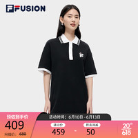 斐乐（FILA） FUSION潮牌女子连衣裙夏时尚宽松简约POLO领连身裙 深黑-BK 160/80A/S