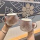 ROYALLOCKE 皇家洛克 咖啡玻璃杯男女学生便携式吸管杯随手水杯子 锤纹杯+小熊盖子+勺子