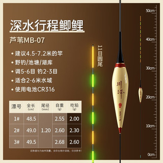 川泽轻量芦苇夜光鱼漂日夜两用高灵敏电子漂醒目浮漂行程鲤鲫鱼漂浮标 MB-07吃铅2.0-2.6g 2号高灵敏芦苇浮漂