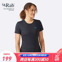 Rab睿坡新款女士纯棉速干短袖户外骑行轻量健身T恤 QCB-86 黑灰色 08