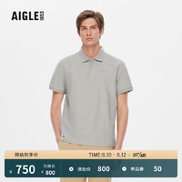 AIGLE艾高2023年夏季新品男户外休闲弹性柔软速干吸湿排汗POLO衫T恤 花灰 AJ682 L(180/96A)