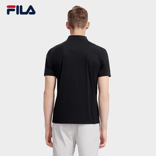 斐乐（FILA）短袖POLO衫男2023夏简约商务休闲上衣男装 正黑色-BK 185/104A/XXL