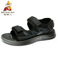稻草人（MEXICAN）凉鞋男凉鞋沙滩鞋男士帆布沙滩鞋男 105DF91 黑蓝 39