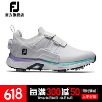 Footjoy高尔夫球鞋女士FJ 23新款有钉鞋HyperFLex golf球鞋轻量防泼水 白/紫/蓝 98170 6.5=37码