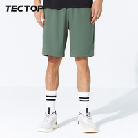 探拓（TECTOP）速干裤 男户外纯色收腰弹力透气五分短裤跑步运动裤163 灰林绿3XL