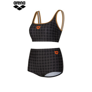 阿瑞娜（arena）2023女士泳衣泳裤分体套装50周年运动泳装速干舒适游泳衣时尚 BLK黑色套装 M(160/85)