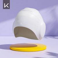 Keep 护耳泳帽女长发防水不勒头男纯色时尚舒适专业加大硅胶泳帽白色