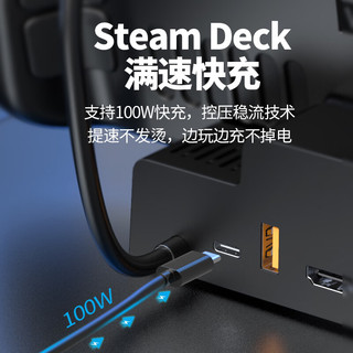 品胜steamdeck扩展坞底座4K60Hz投屏HDMI转换器拓展坞steam掌机带千兆网口USB3.1扩展PD快充基座转接外设配件
