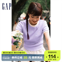 Gap女装正肩T恤辣妹风罗纹针织短袖夏季2023新款598246 白色 165/88A(S)