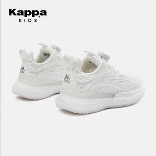 Kappa Kids卡帕儿童鞋网面运动鞋男童2023夏季新款透气网鞋旋转纽扣休闲跑鞋 白色 33码/内长21.3cm适合脚长20.3cm
