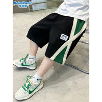 开米熊儿童装男童夏装裤子短裤2023新款夏季夏款中大童洋气薄款运动裤潮 黑色 150码建议身高145cm左右