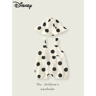 迪士尼（Disney）宝宝超洋气夏季衣服婴幼儿背带裤连体衣套装一岁婴儿夏装哈衣爬服 白色 66cm