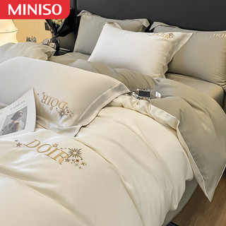 名创优品（MINISO）60支莱赛尔天丝床上四件套冰丝凉感床单被套床笠款100% 氧气森林 1.5米床笠款四件套