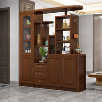 贵妃实木间厅柜客厅玄关柜门厅柜装饰隔断酒柜中式双面屏风现代储物柜 实木间厅柜3门1.7米 胡桃色