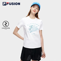 FILA FUSION斐乐潮牌女子短袖T恤2023夏季新款基础简约针织短袖衫 标准白-WT 155/76A/XS