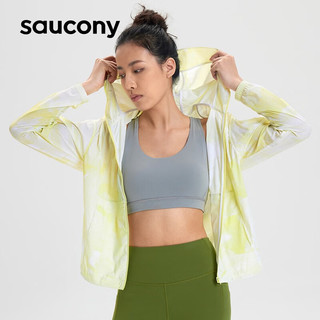 Saucony索康尼外套23夏季防晒衣跑步训练防风夹克女子梭织运动外套 白黄 XL（175/96A）