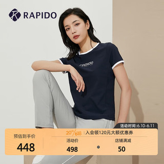 Rapido雳霹道2023年夏季新款女子海边系列修身圆领衫短袖T恤衫CP3542S40 藏青色 170/92A