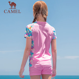 骆驼（CAMEL）儿童泳衣男童女童夏温泉海边沙滩分体式两件套游泳衣大童泳装 Y1S6VZ908，粉色 120（建议身高110-120cm）