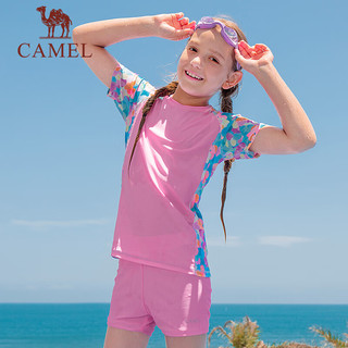 骆驼（CAMEL）儿童泳衣男童女童夏温泉海边沙滩分体式两件套游泳衣大童泳装 Y1S6VZ908，粉色 120（建议身高110-120cm）