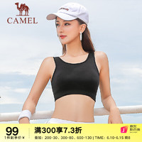 骆驼（CAMEL）瑜伽内衣女聚拢防震跑步运动文胸美背健身背心式专业bra网纱 YK22265959，黑色 L