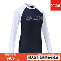 迪卡侬（DECATHLON）潜水服女温泉潜水衣水母衣水母服冲浪服防晒泳衣弹性SBT 藏蓝拼接 M