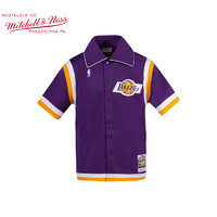 MITCHELL & NESS 热身服AU复古投篮服 NBA湖人队约翰逊短袖T恤 MN男篮球运动服 紫色 XL