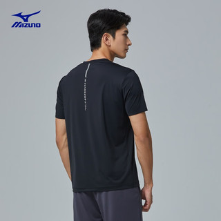 美津浓（MIZUNO）ESSENTIAL 透气时尚跑步速干通勤短袖商务运动风格男子短袖T恤 09/黑色 XL