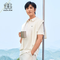 KOLON SPORT/可隆环保POLO衫 陈坤同款 男子户外运动短袖T恤 LHPT3MT607-CR 米白 185/2XL