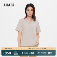 AIGLE艾高2023年夏季新品ACS23WSHI003女DFT速干吸湿排汗户外短袖衬衫 貂杏色 AK011 40(170/92A)