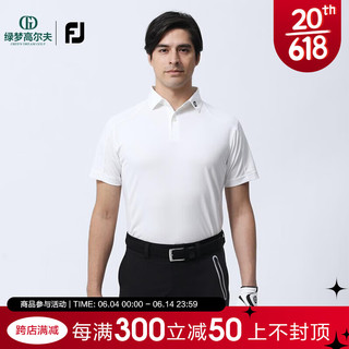 Footjoy夏季新款高尔夫服装男士休闲舒适golf短袖T恤抗菌速干POLO衫 白80483 L
