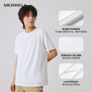 迈乐（Merrell）速干t恤男士户外跑步健身训练吸湿排汗透气弹力宽松舒适短袖上衣 MC2239003-1白色 M