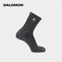 salomon萨洛蒙跑步运动袜羊毛混纺高通黑色温度调节户外配件袜子