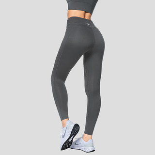 薏凡特（YVETTE）跑步运动健身长裤网纱高腰收腹紧身裤E110397A21AS 06D铅灰色 XL