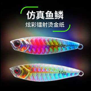 威和（WeiheFISHING）路亚铁板饵双钩飘落远投海钓岸投翘嘴 1号色 10克（鱼鳞烫金铁板饵）