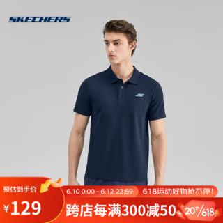 SKECHERS 斯凯奇 2023夏季男子运动上衣T恤衫 P223M126-02MZ 海军学院蓝 XL