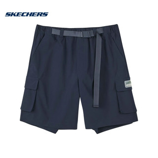 Skechers2023年夏季男子时尚百搭工装短裤舒适梭织裤 L223M085-00DU 海军蓝 S