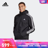 adidas阿迪达斯官方轻运动男装夏新款连帽夹克外套IB0384 黑色 A/S