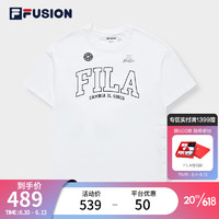 斐乐（FILA）FILA FUSION斐乐潮牌女子短袖T恤2023夏新款宽松凉感运动休闲上衣 标准白-WT 165/84A/M