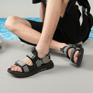 WARRIOR 回力 凉鞋男透气休闲沙滩鞋夏季户外运动拖鞋 WSL(WZ)-0648 灰色 39