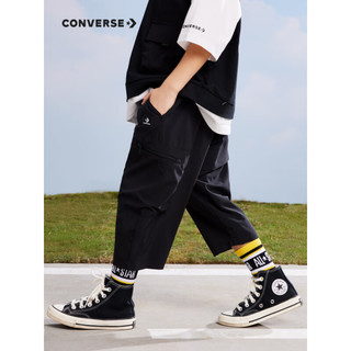 Converse 匡威童装男童七分裤2023夏季新款儿童休闲梭织裤子 正黑色 100/50(3T)